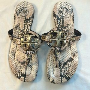 Tory Burch Miller sandals in snake leather print